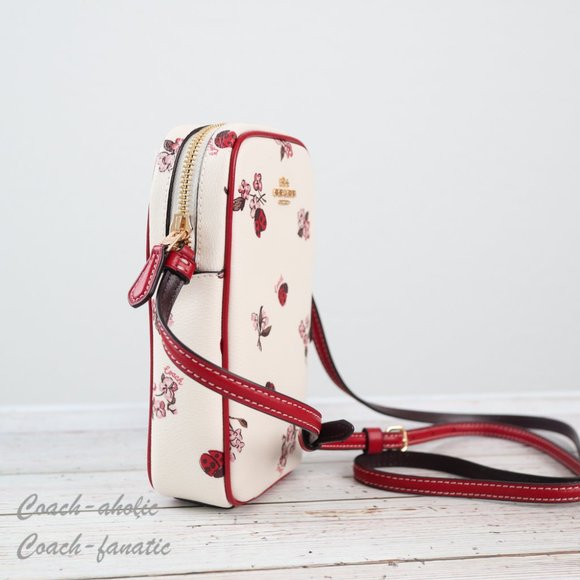 NWT Coach North South Zip Phone Crossbody With Ladybug Floral Print - Picture 4 of 12
